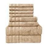 Juego de toallas de 8 piezas: 2 toallas de baño, 2 toallas de mano y 4 toallas de cara - 100 % algodón peinado, 550 g/m²