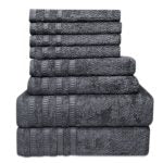 Juego de toallas de 8 piezas: 2 toallas de baño, 2 toallas de mano y 4 toallas de cara - 100 % algodón peinado, 550 g/m²