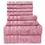 Juego de toallas de 8 piezas: 2 toallas de baño, 2 toallas de mano y 4 toallas de cara - 100 % algodón peinado, 550 g/m²