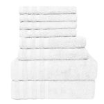 Juego de toallas de 8 piezas: 2 toallas de baño, 2 toallas de mano y 4 toallas de cara - 100 % algodón peinado, 550 g/m²