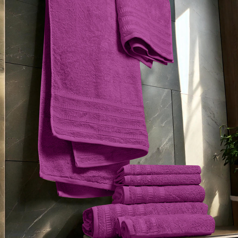 Juego de toallas de 8 piezas: 2 toallas de baño, 2 toallas de mano y 4 toallas de cara - 100 % algodón peinado, 550 g/m²